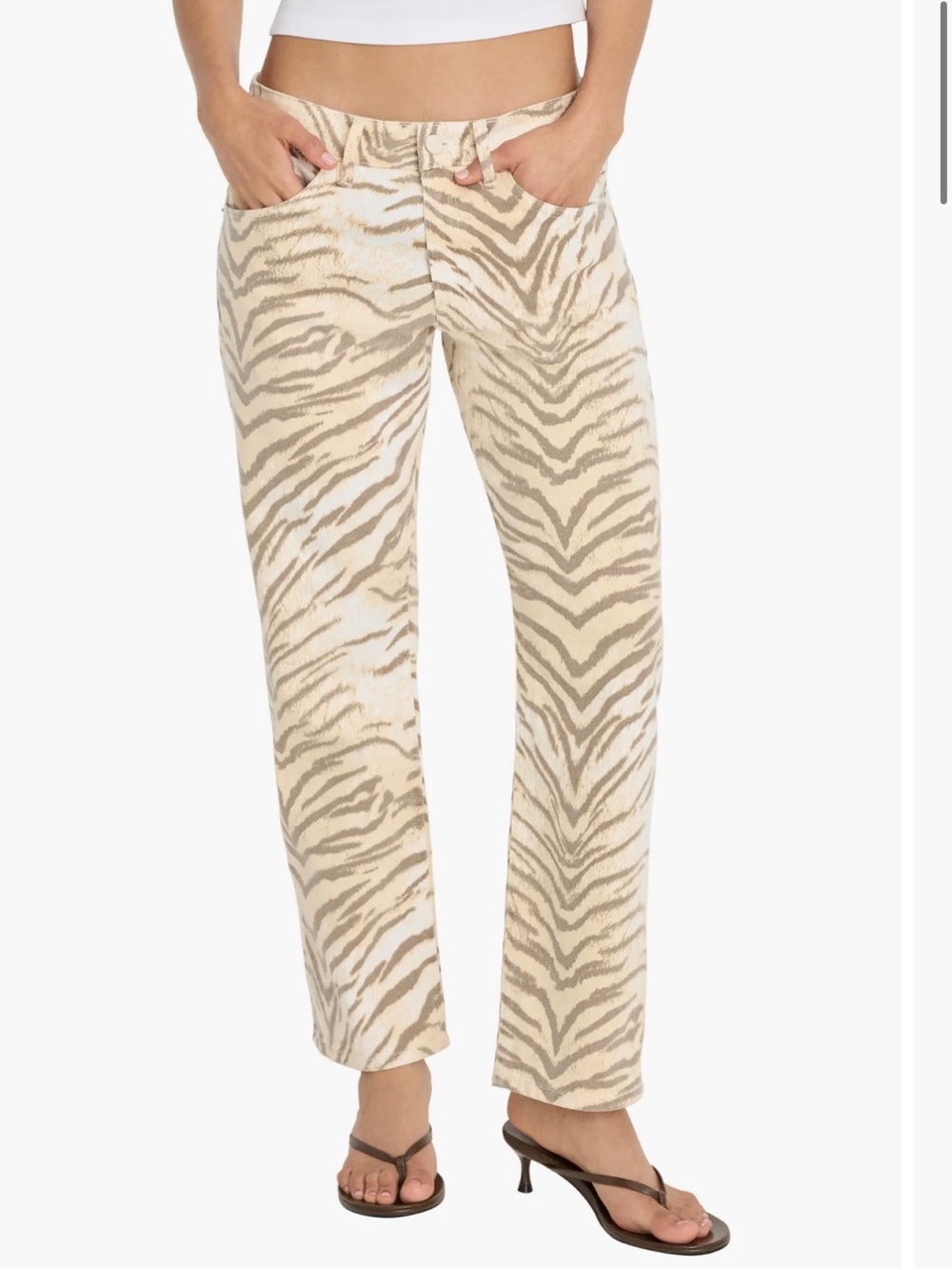 Good American Good Vintage Straight Mid-Rise Straight-Leg Jeans In Brown Tiger